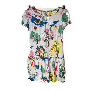 Mini Boden Girls Gray Woodland Animals Print Dress, Size 4-5Y